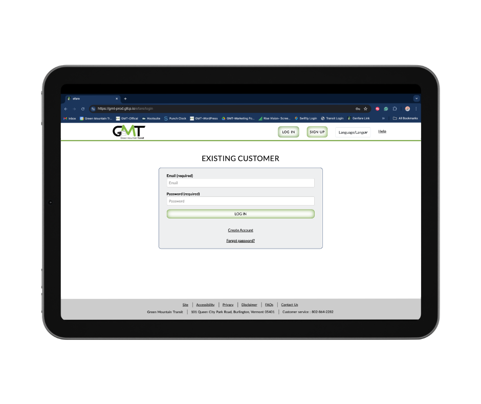 Forgot Password option on the Ride Ready online portal 