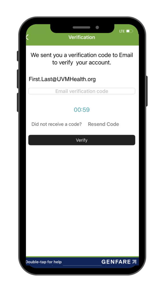 Enter the verification code sent to your email to confirm your Ride Ready account